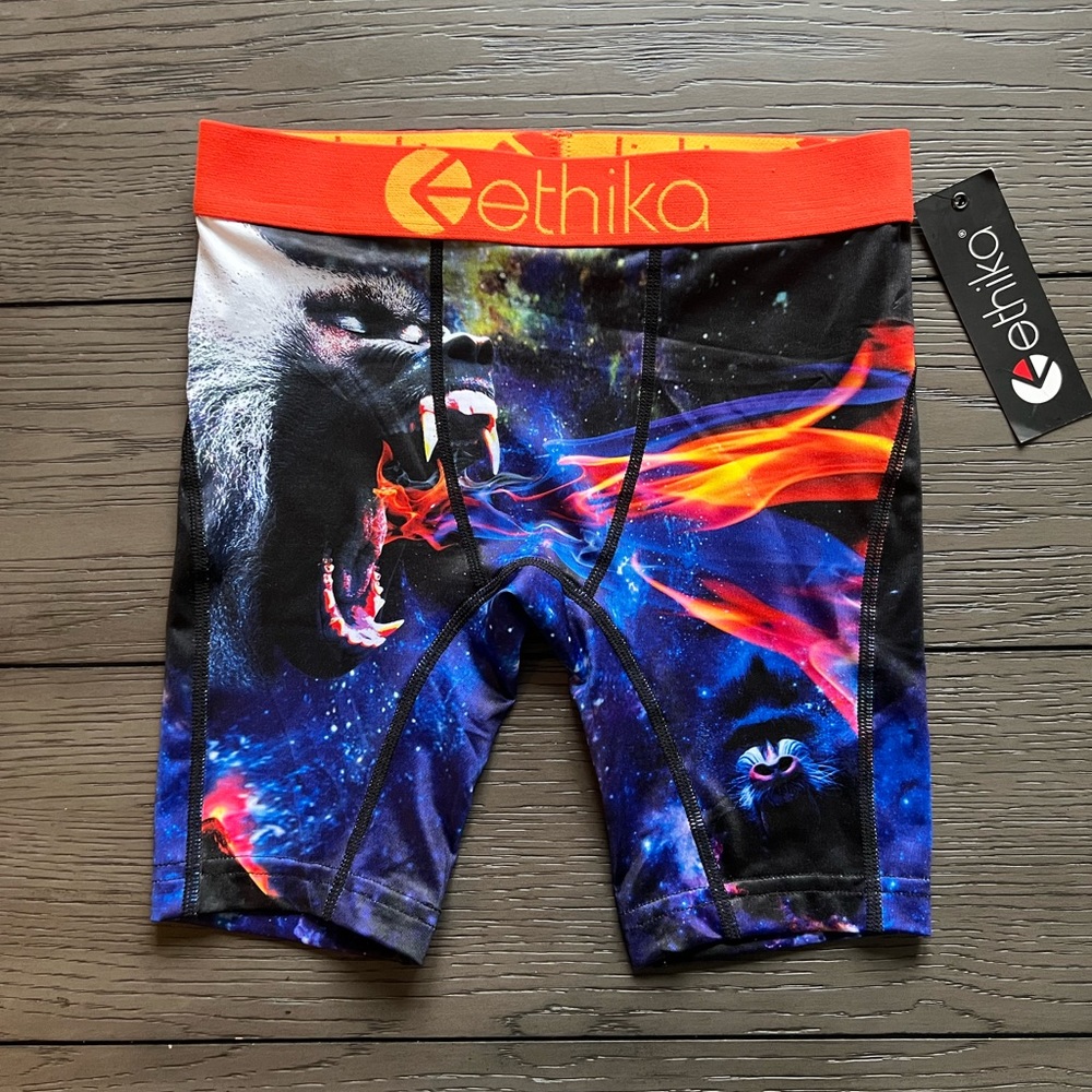 Brand new with tags, never worn ethika boxer briefs for boys. Size medium 8/10.